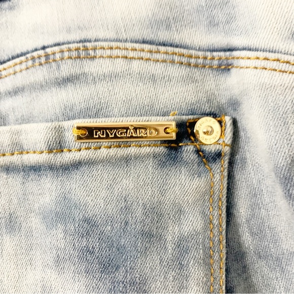 Peter Nygrad Luxe Denim Stretch Crop Court Denim Jeans Raw Hem Distressed Wash - Picture 5 of 14